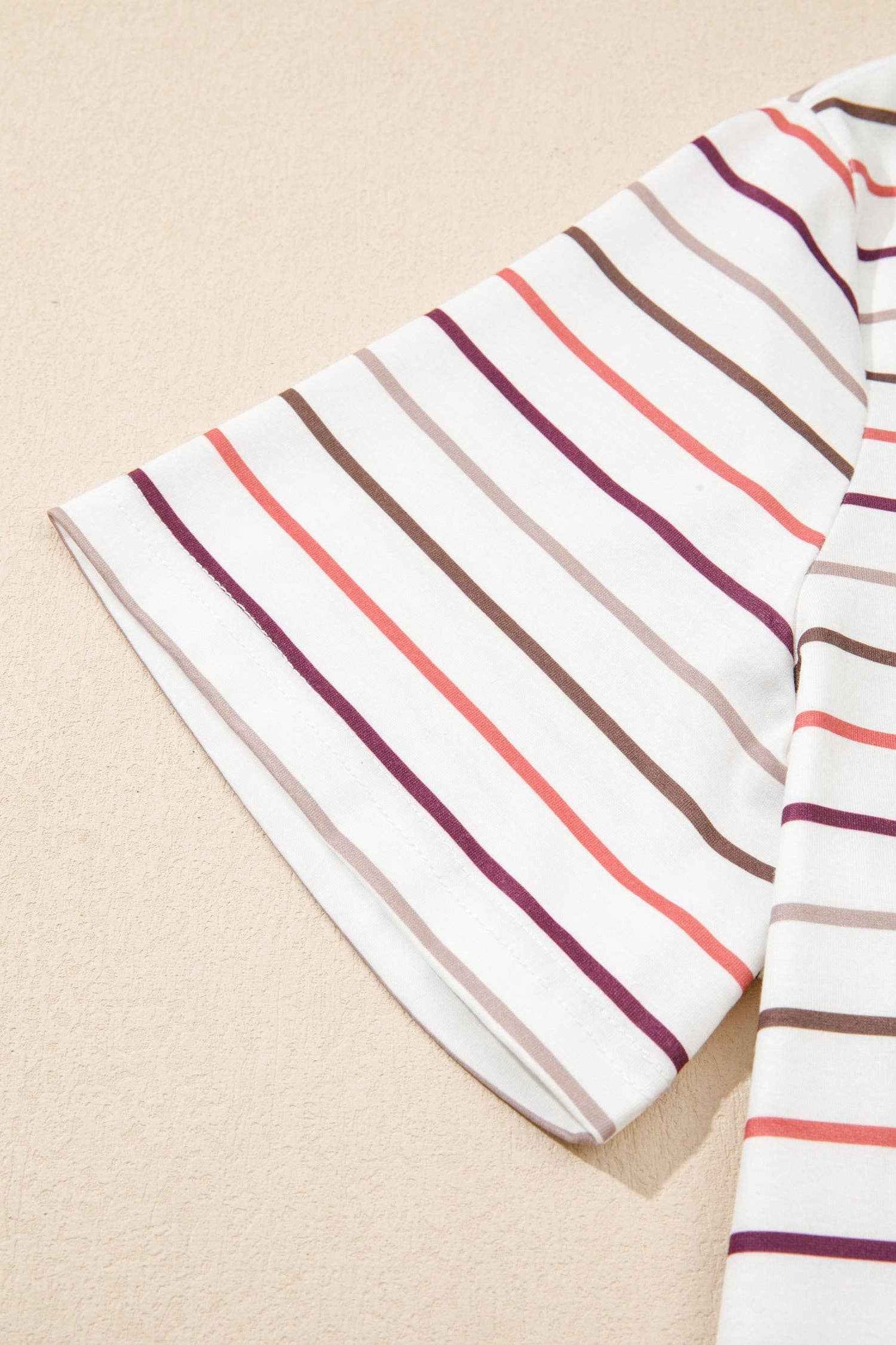 White Stripe V Neck Casual Tee