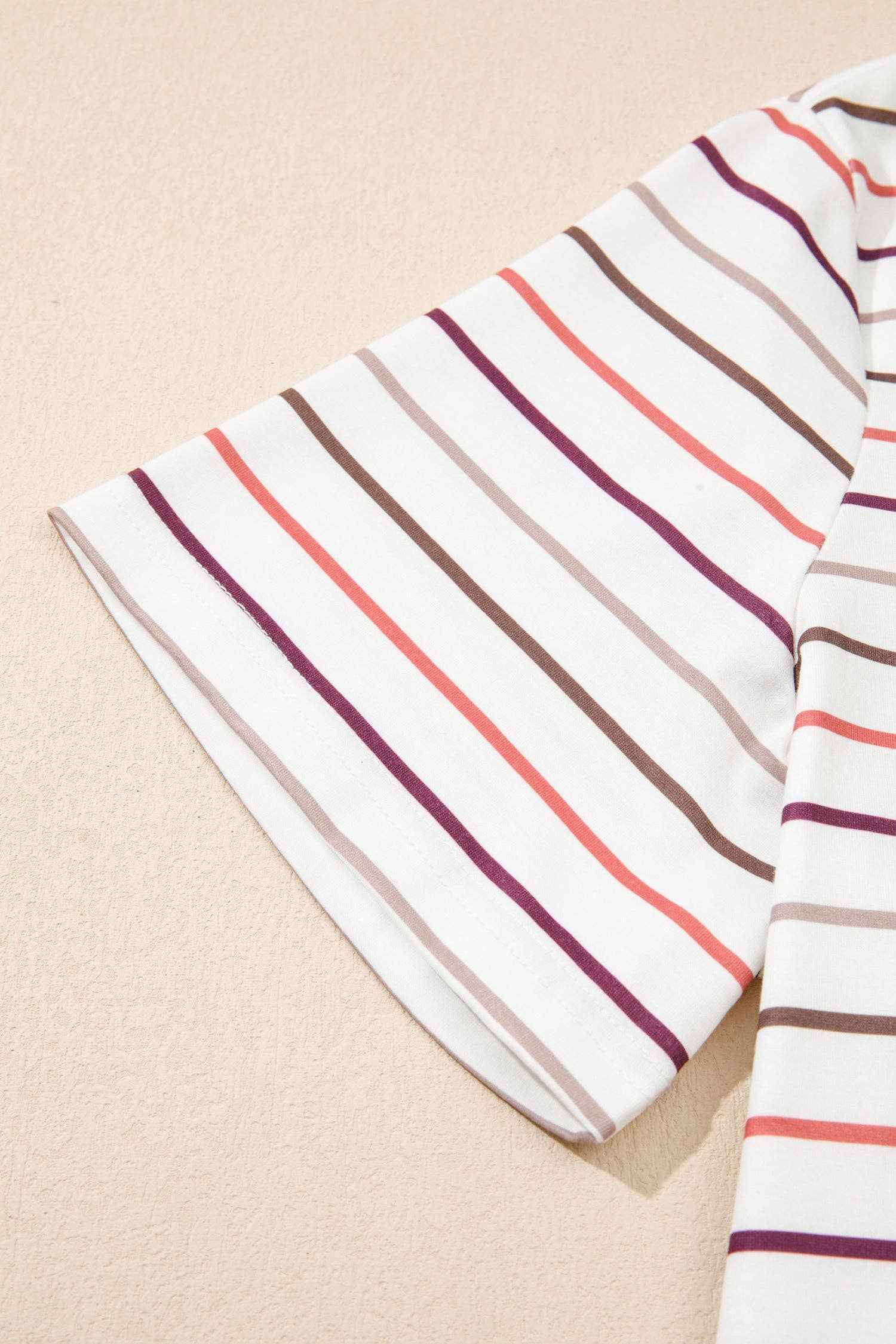 White Stripe V Neck Casual Tee