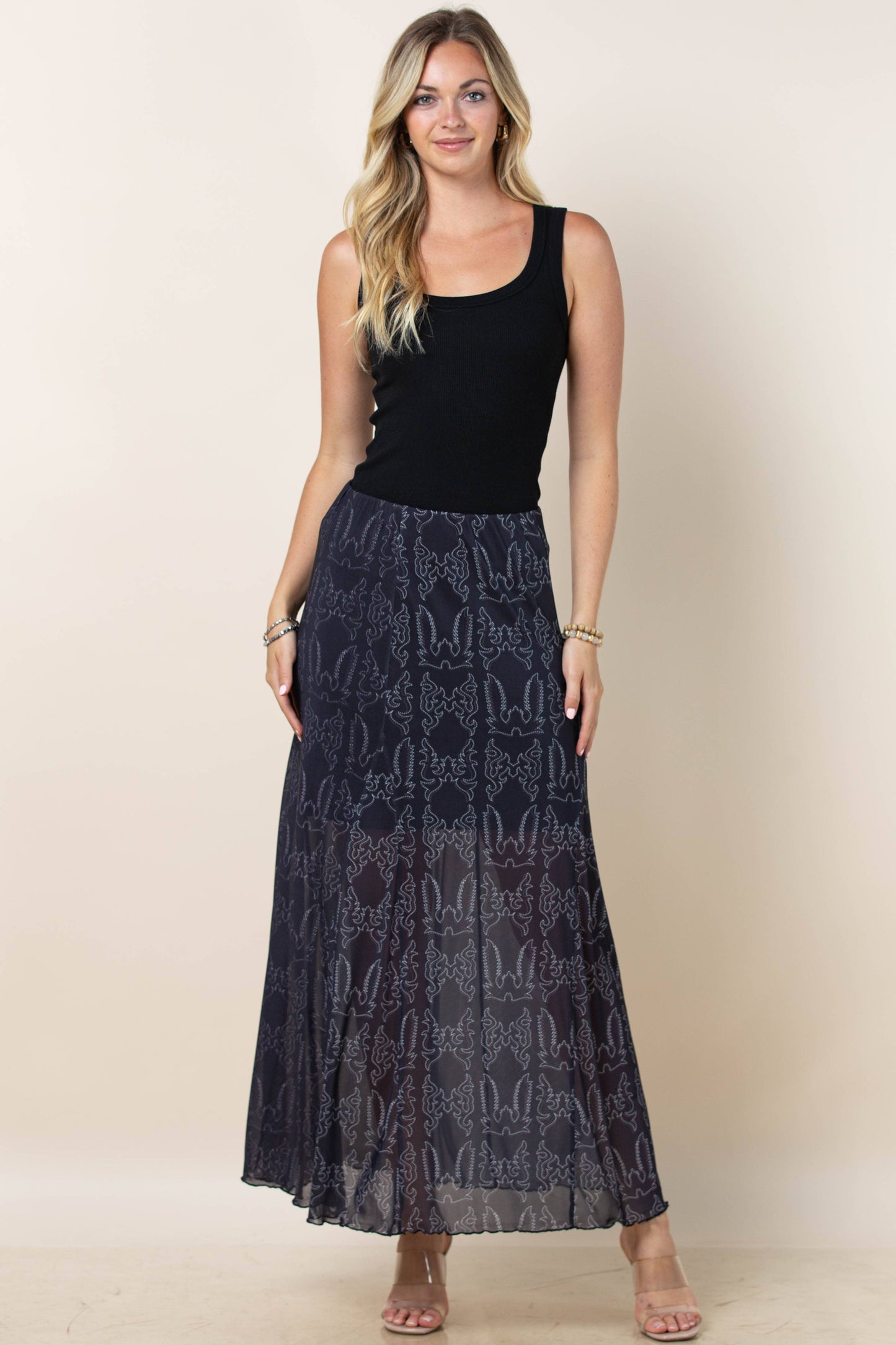 Reese Bootstitch Print A Line Skirt