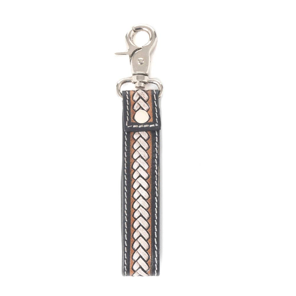Braided Buckle Hairon Key Fob in Dusty Bronze