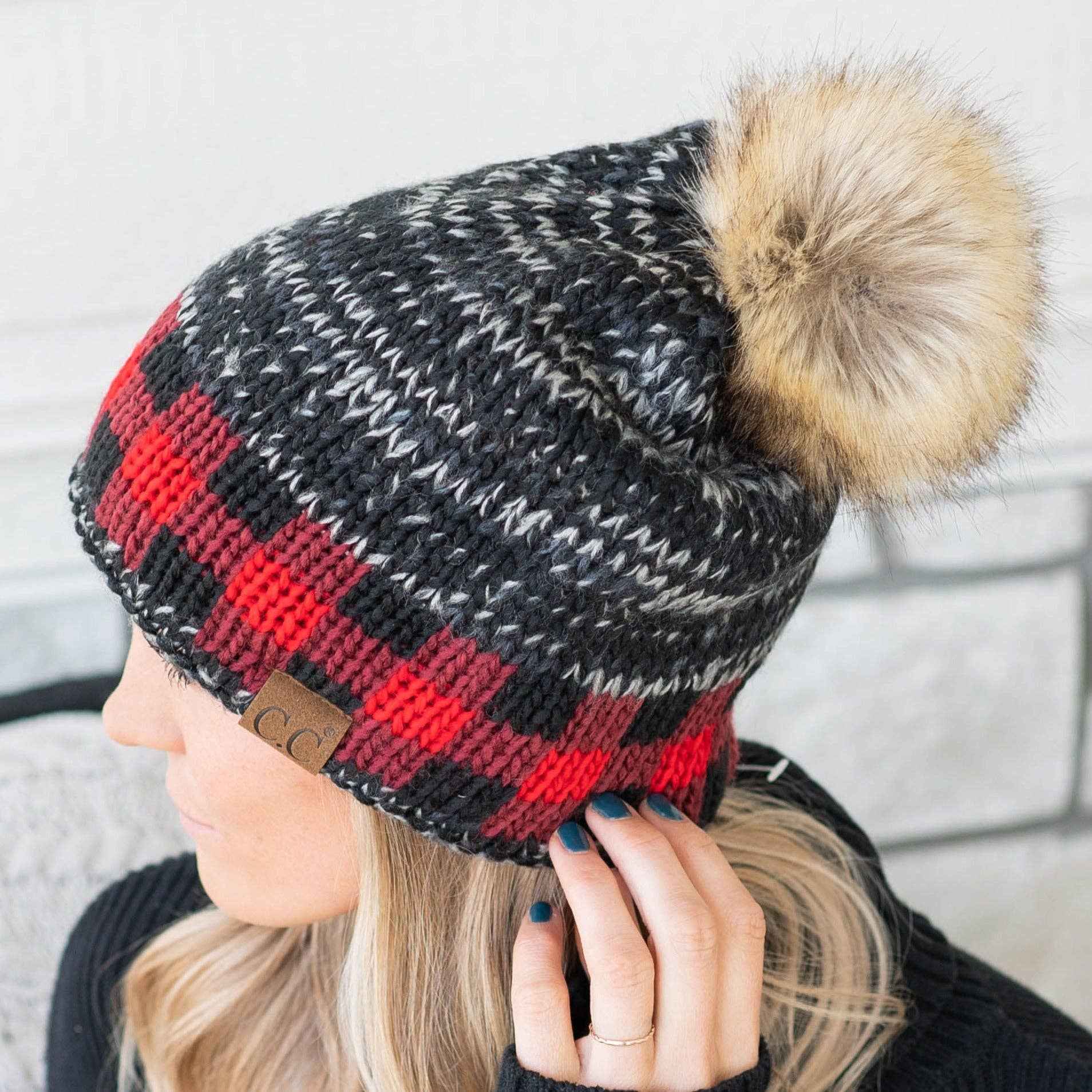 CC Fire Cozy Buffalo Plaid Beanie