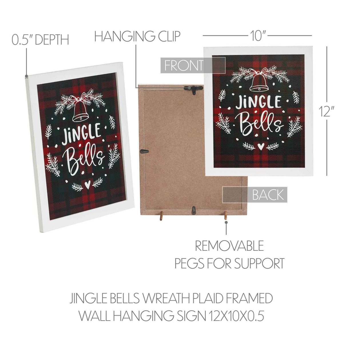 Jingle Bells Christmas Wreath Wall or Shelf Sign 12"