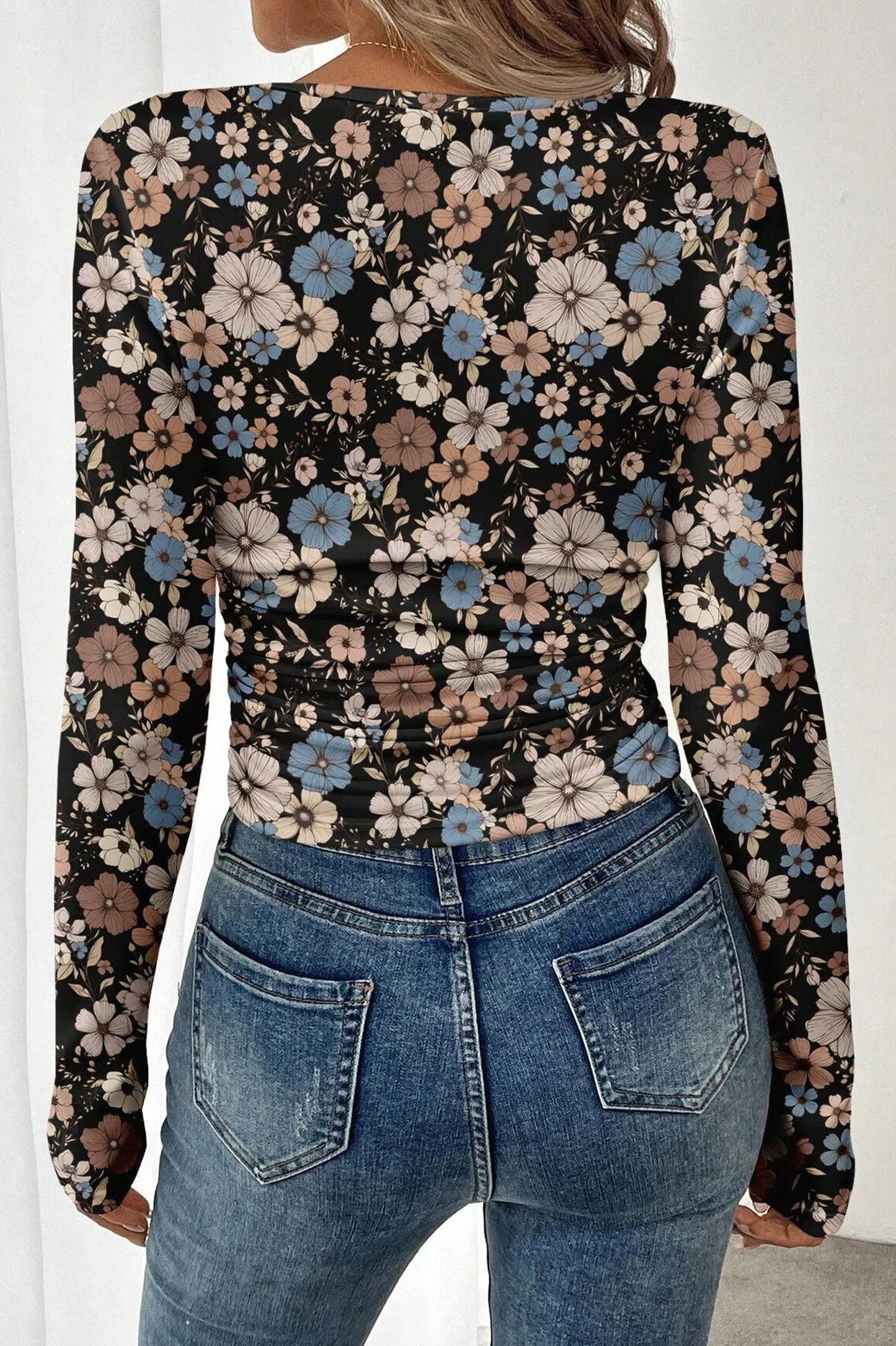 Brown Leopard Slim Long Sleeve Top