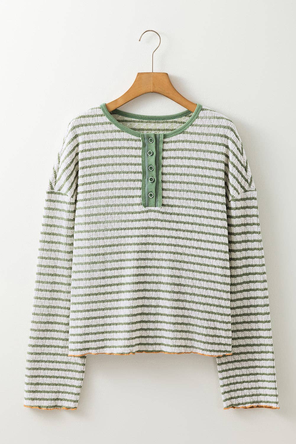 Stripe Textured Henley Top