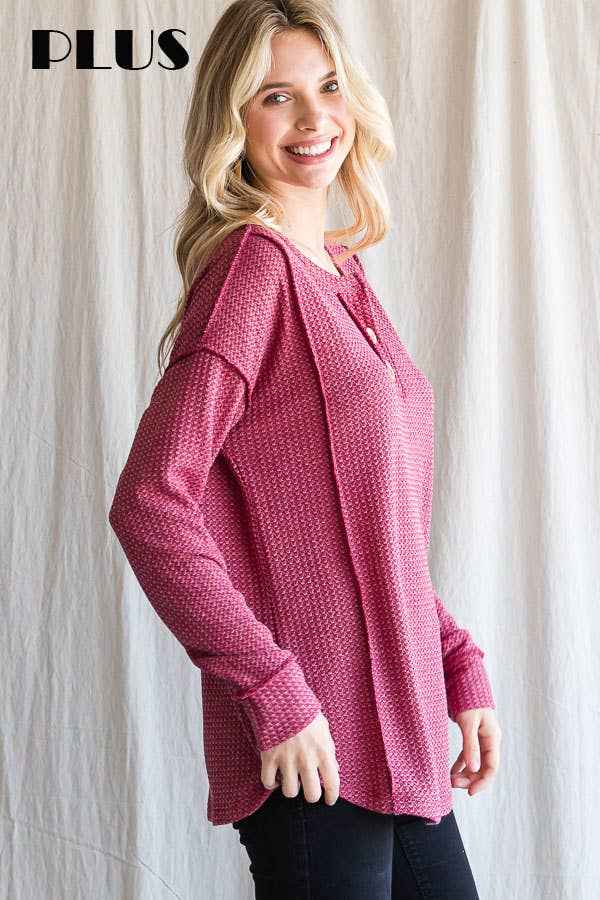Waffle Knit Button Pullover
