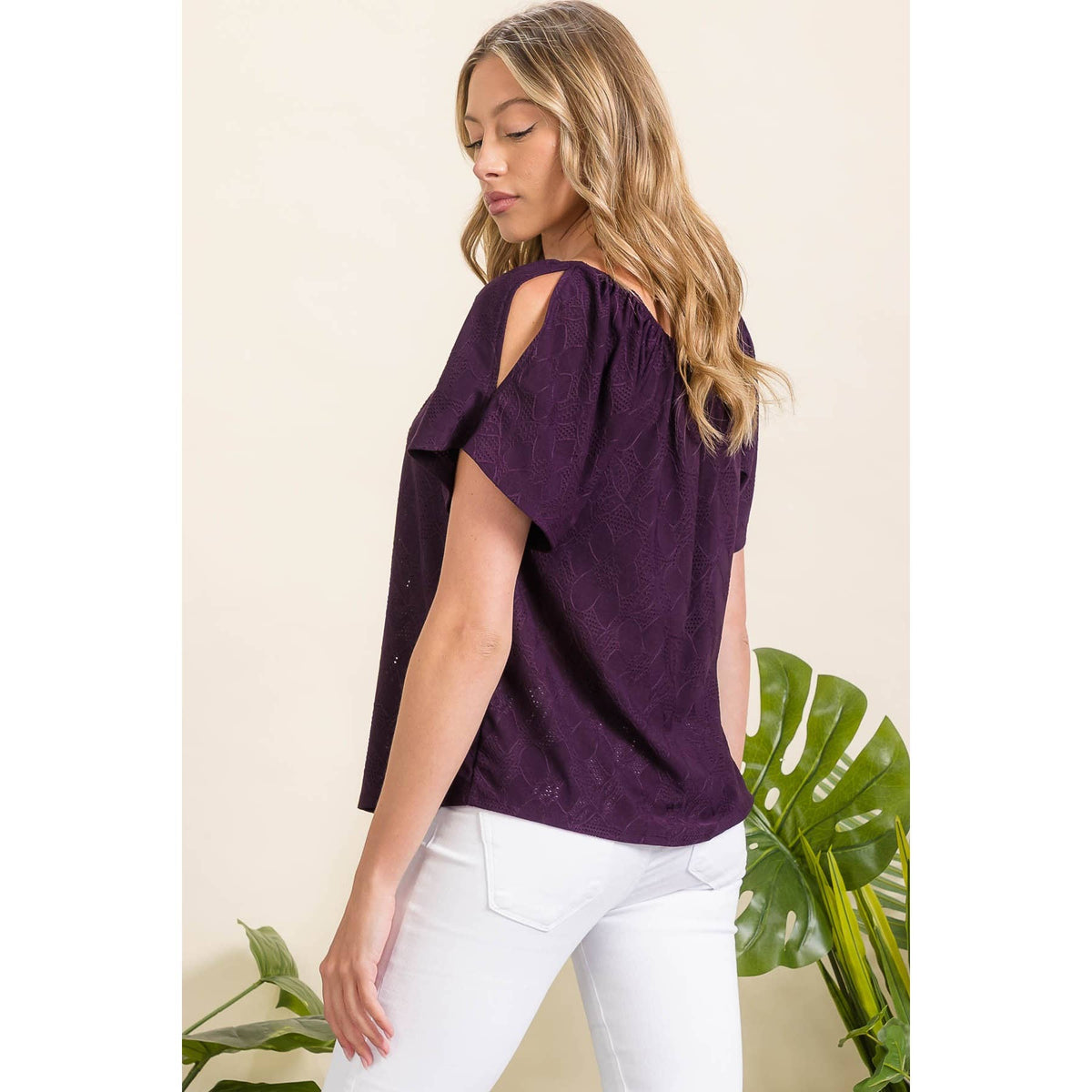 Grace Eyelet Cold Shoulder Top