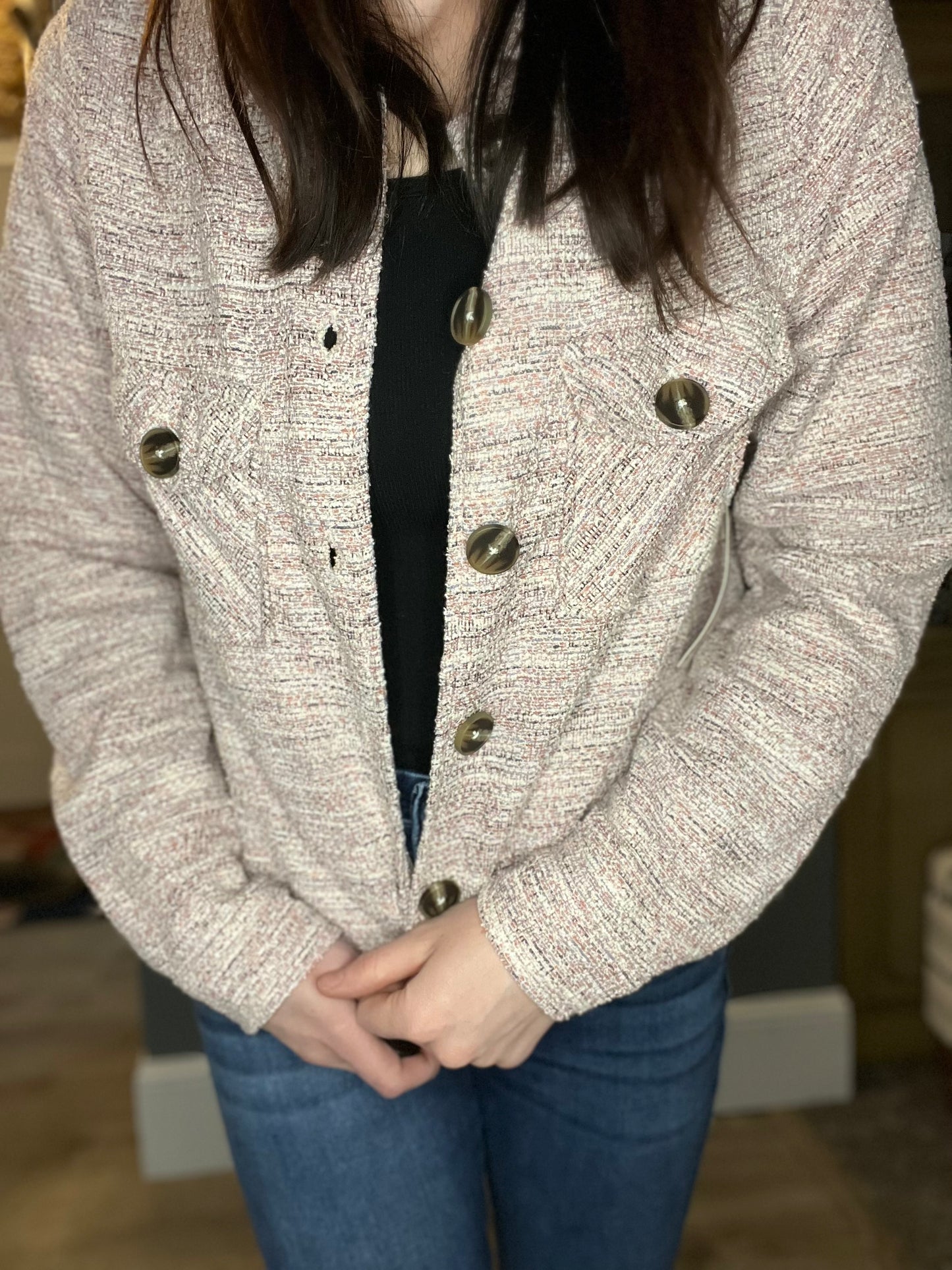 Button Down Tweed Jacket