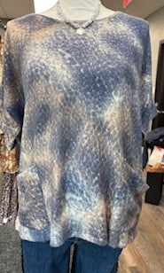 Oversize Navy Watercolor Top