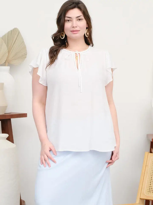 Plus Lace Trim Top