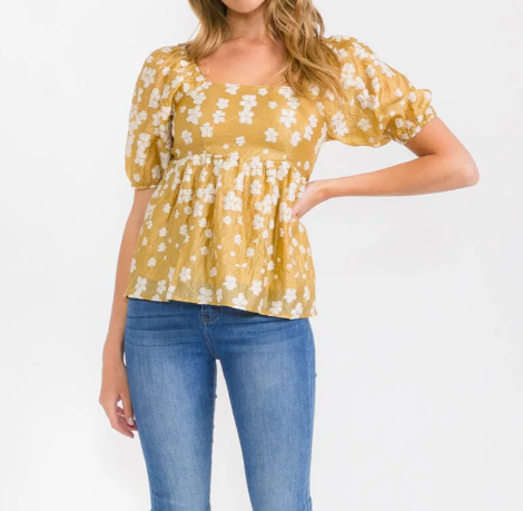 Babydoll Floral Square Neck