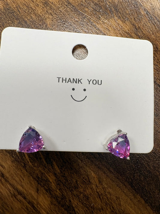 Tiny Rainbow Tourmaline Stud Earrings in 925 Sterling Silver