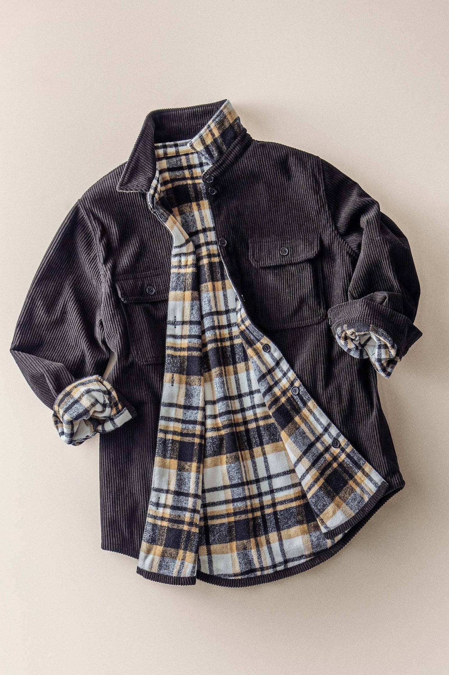 Flannel-Lined Corduroy Shacket - Threads Boutique