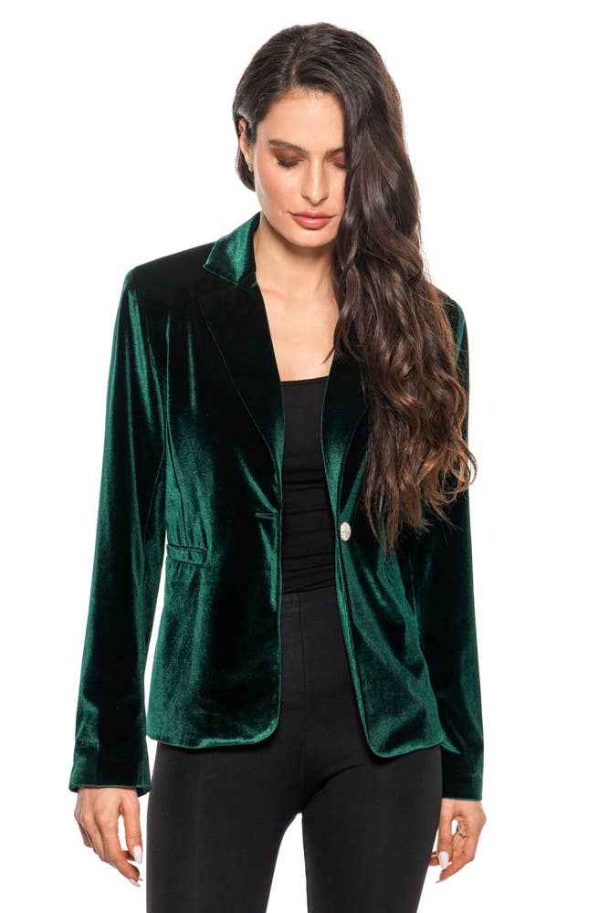 Adore - AD2620 - Emerald Velvet Blazer – Jewel-Toned Sophistication
