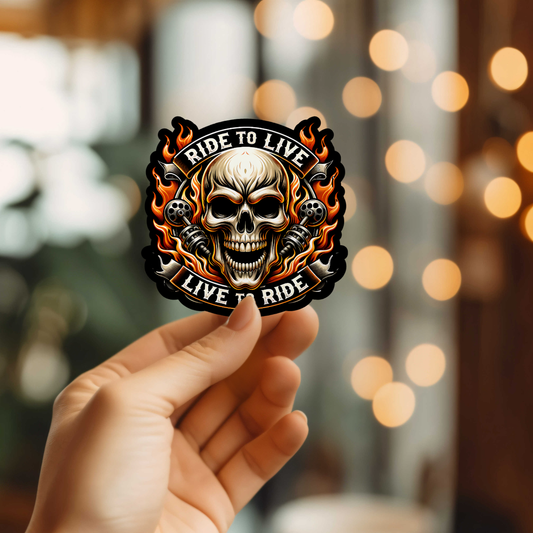 Live To Ride Biker Vinyl Sticker