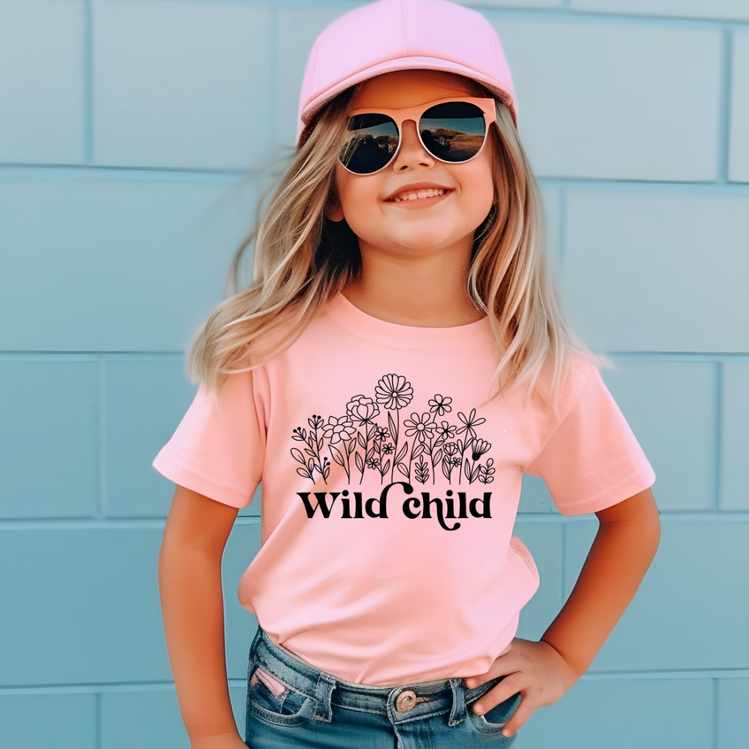 Flower Wild Child Graphic Tee for Kids