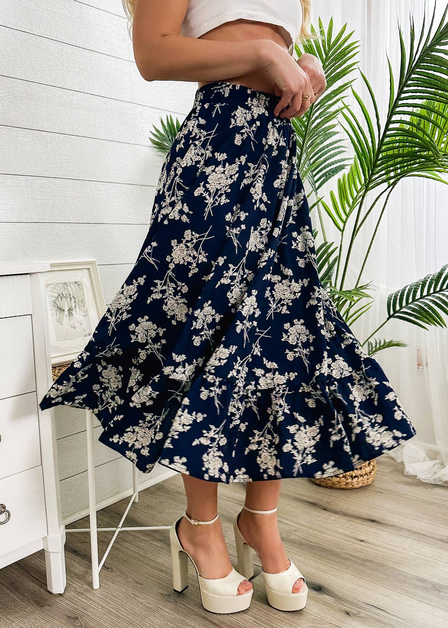 Floral Print Midi Skirt