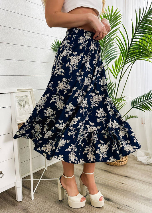 Floral Print Midi Skirt