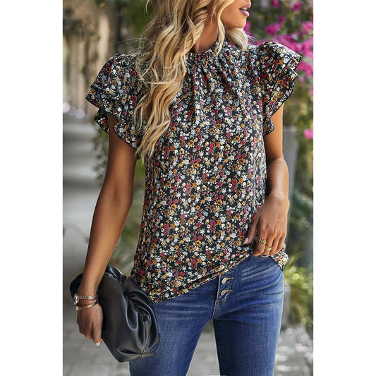 Floral Print Cowl Neck