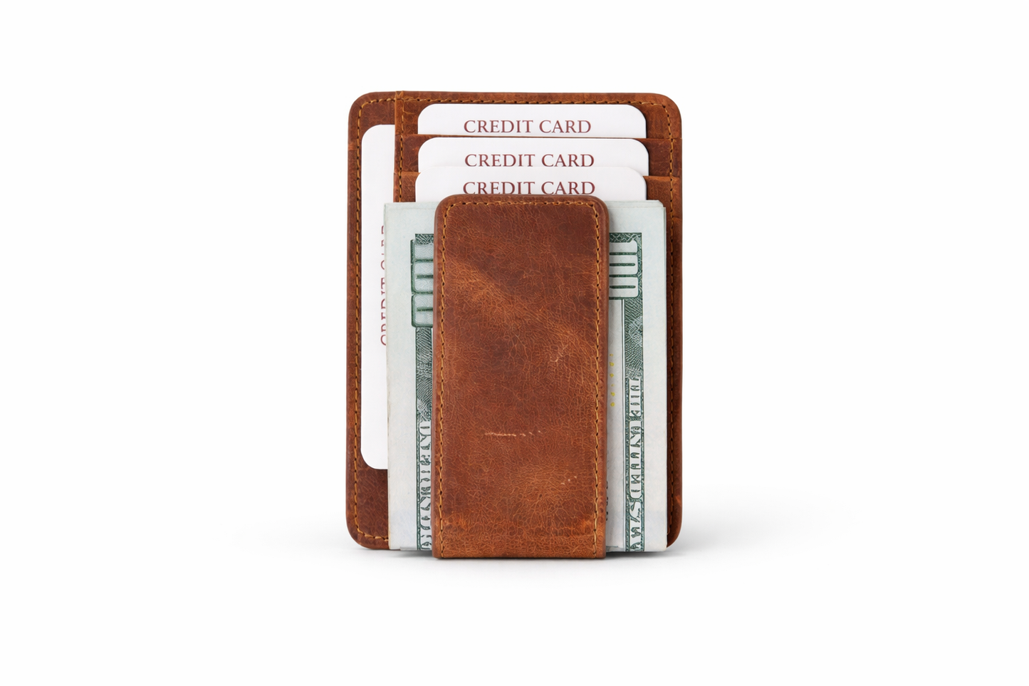 Leather Card Holder with Money Clip