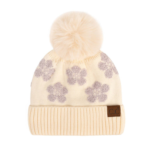 CC Chenille Daisy Pattern Beanie