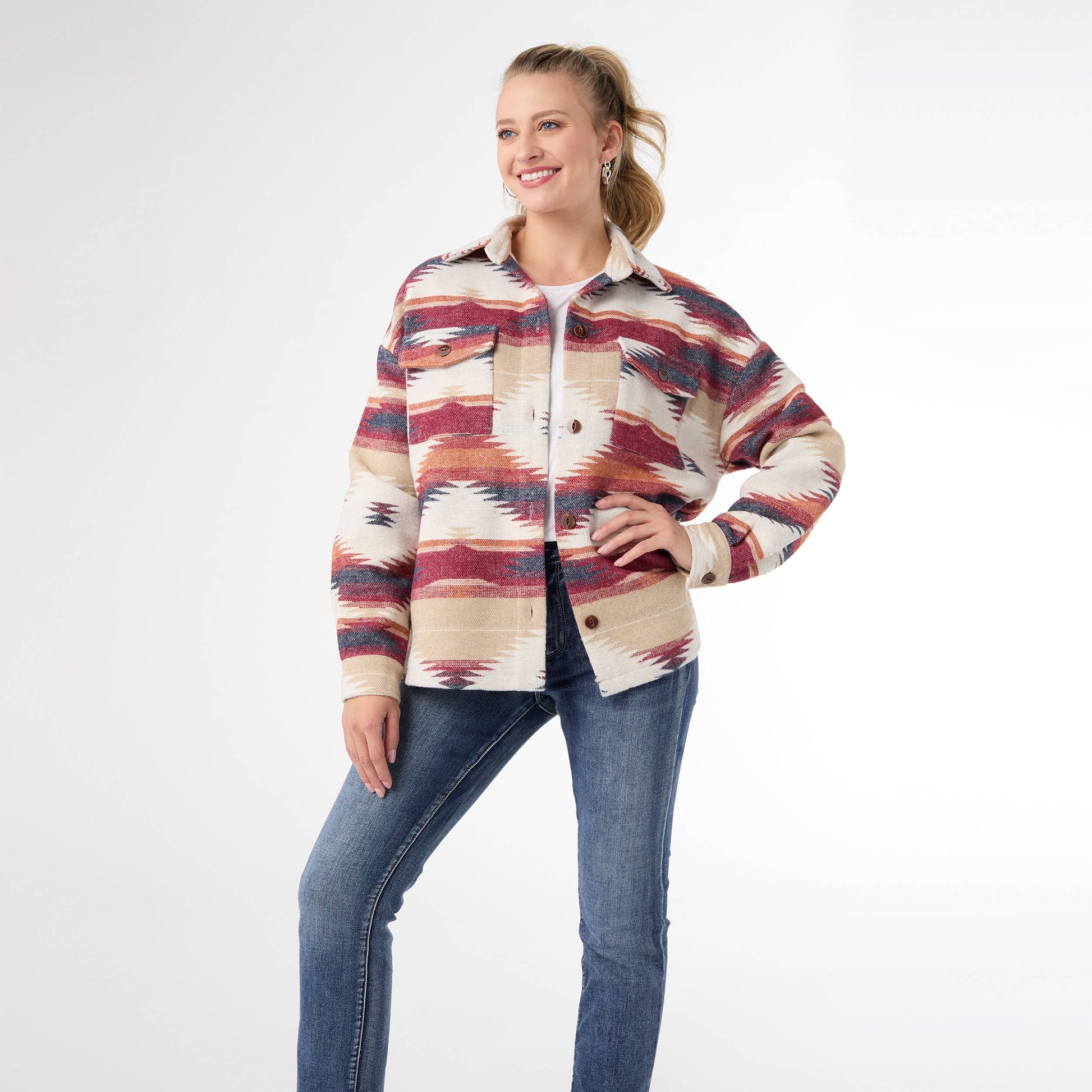 Klara Aztek Print Shacket - Threads Boutique
