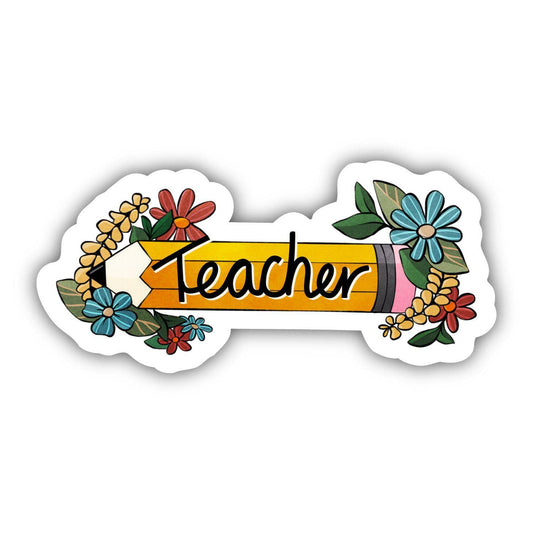 Teacher Floral Pencil Sticker - Threads Boutique