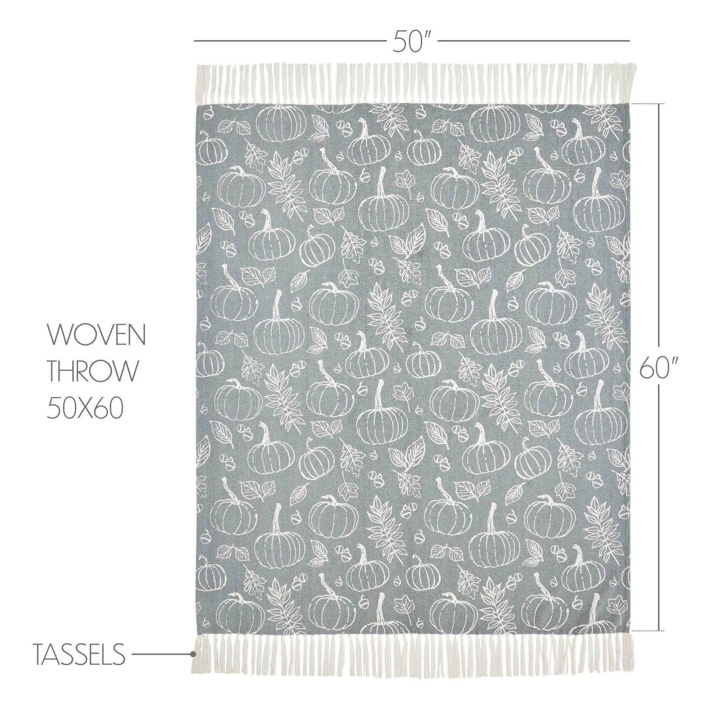 Gray Fall Pumpkin Throw Blanket 50x60