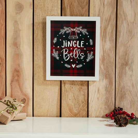 Jingle Bells Christmas Wreath Wall or Shelf Sign 12"