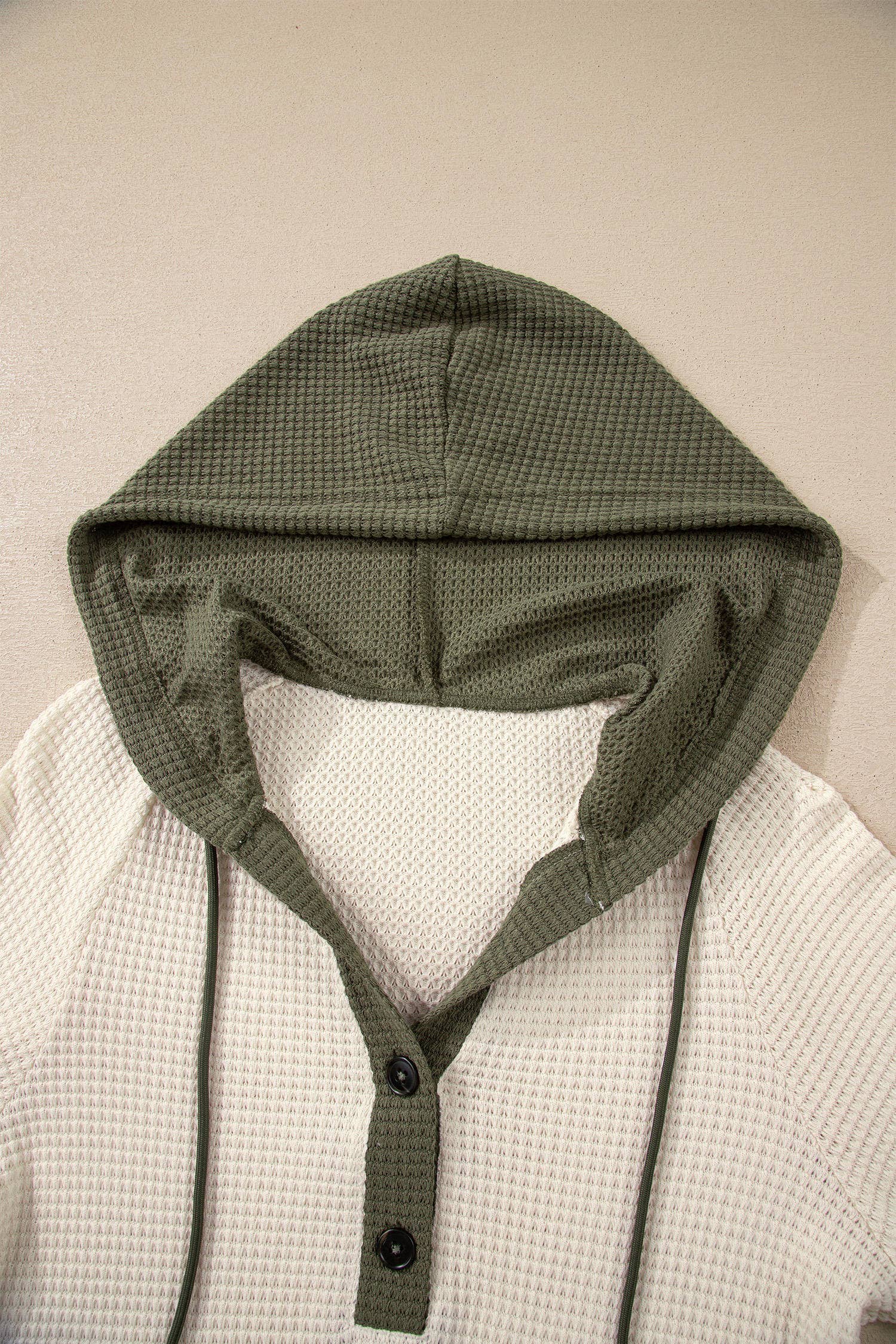 Waffle Contrast Hooded Pullover - Threads Boutique