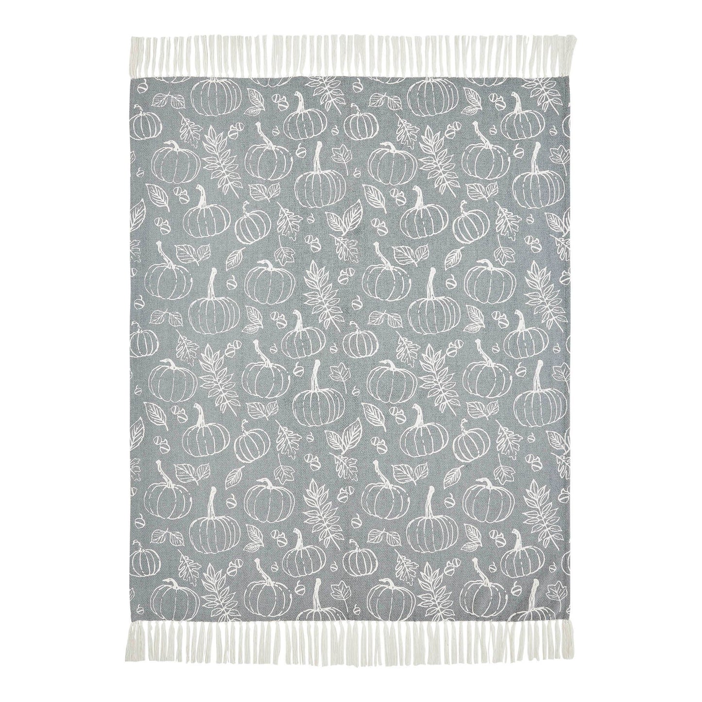 Gray Fall Pumpkin Throw Blanket 50x60