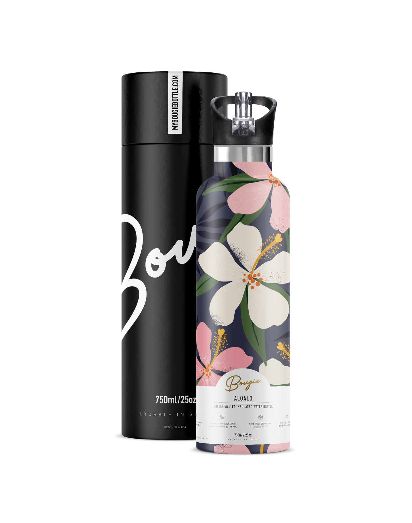 ALOALO Tropical Flower Insulated Water Bottle