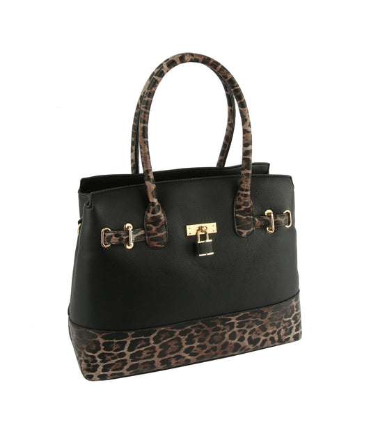 Leopard Trim Satchel