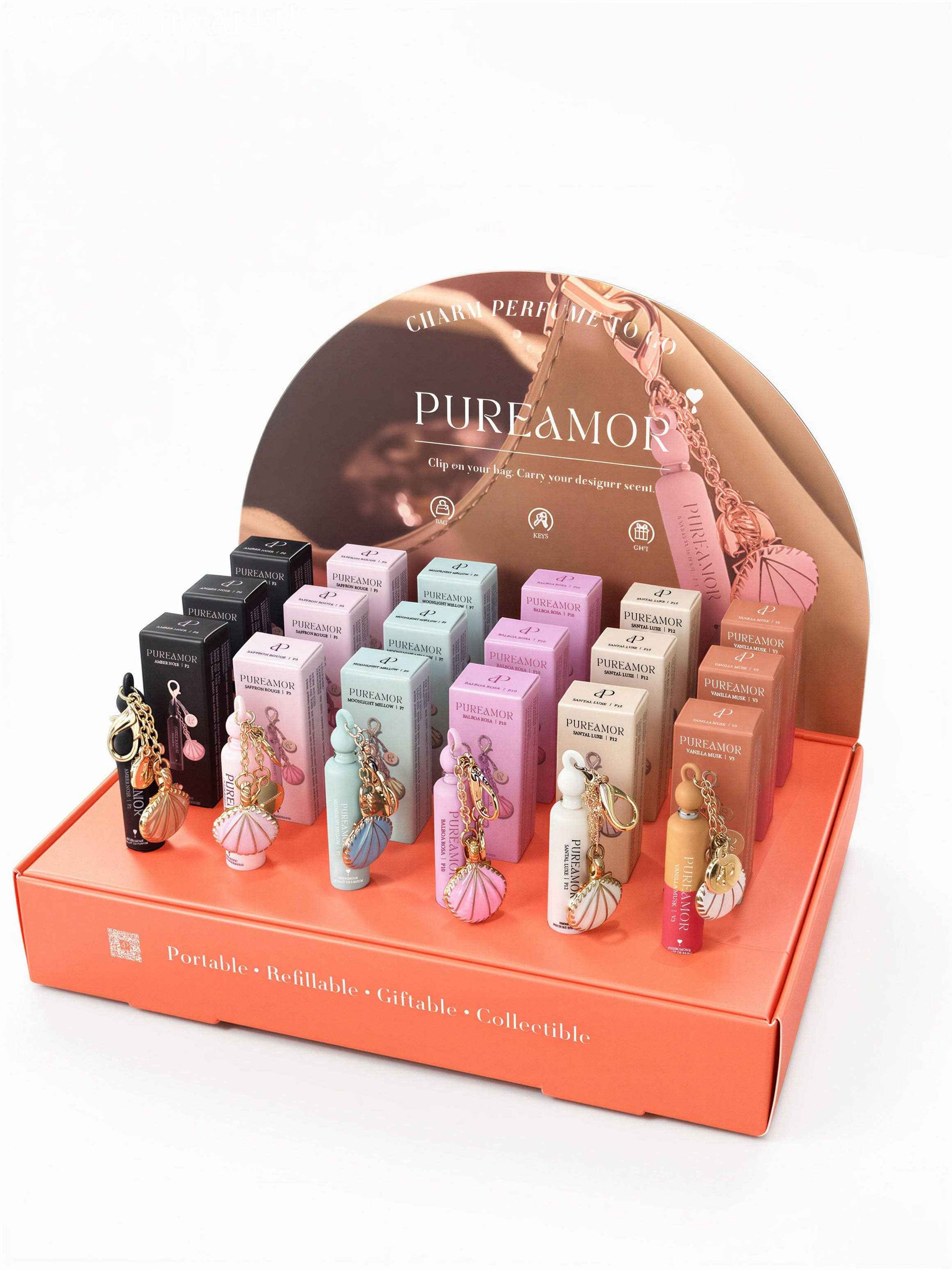 Pureamor - Mini Keychain Perfume Display Kit - 6 Scents | 2ml × 48