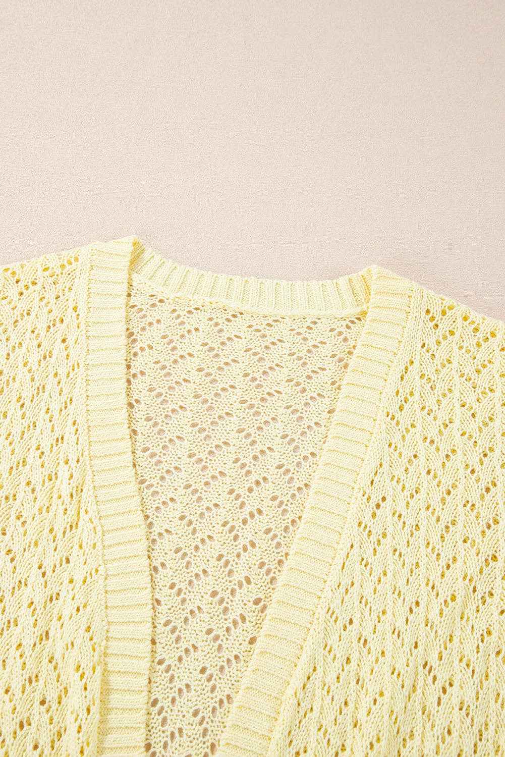 Pointelle Knit Open Front Cardigan