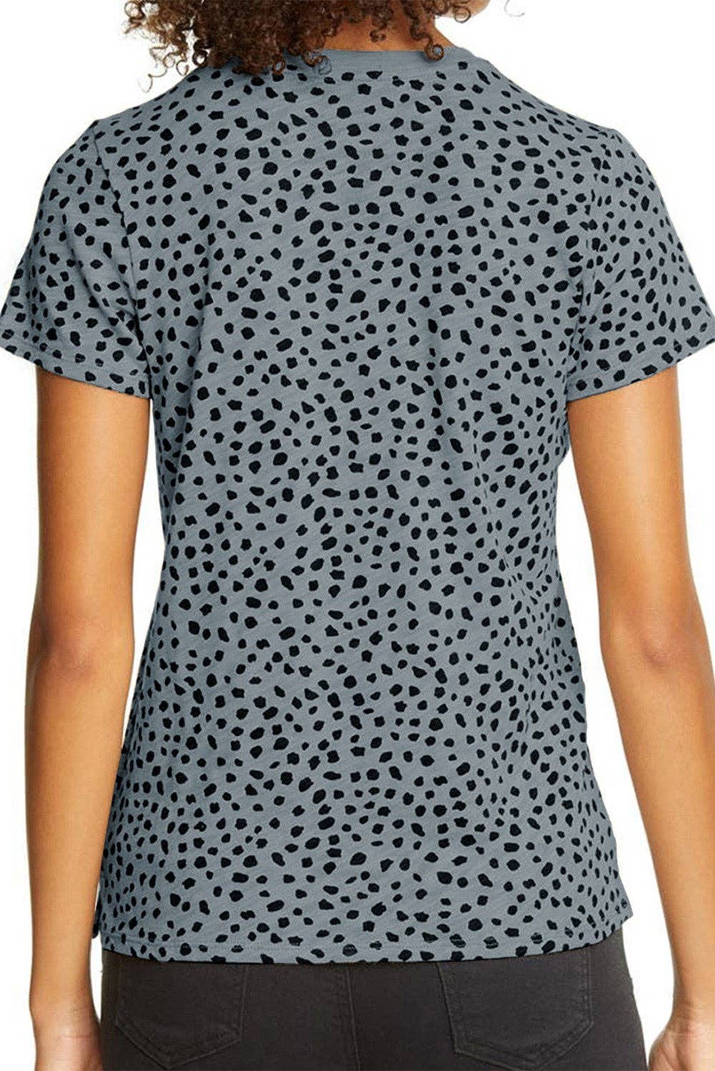 Leopard Print Short Sleeve Spotted Tee T Shirt Top