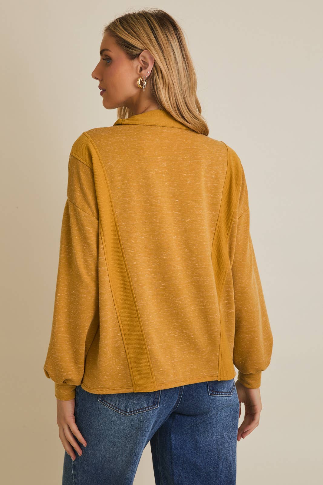 Half Zip Reverse Fabric Top