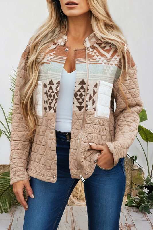 Quilted Patchwork Aztec Fashion Jacket