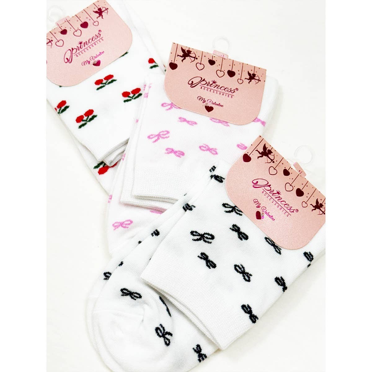 Bow and Cherry Print Everyday Socks - Threads Boutique