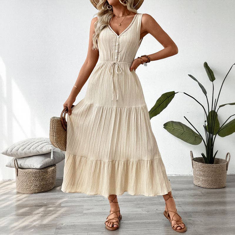 Textured Sleeveless Midi Dress