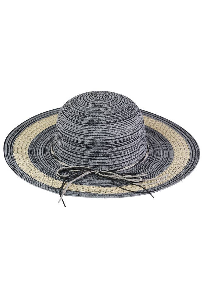 Mixed Color Straw Two Tone String Sun Hat