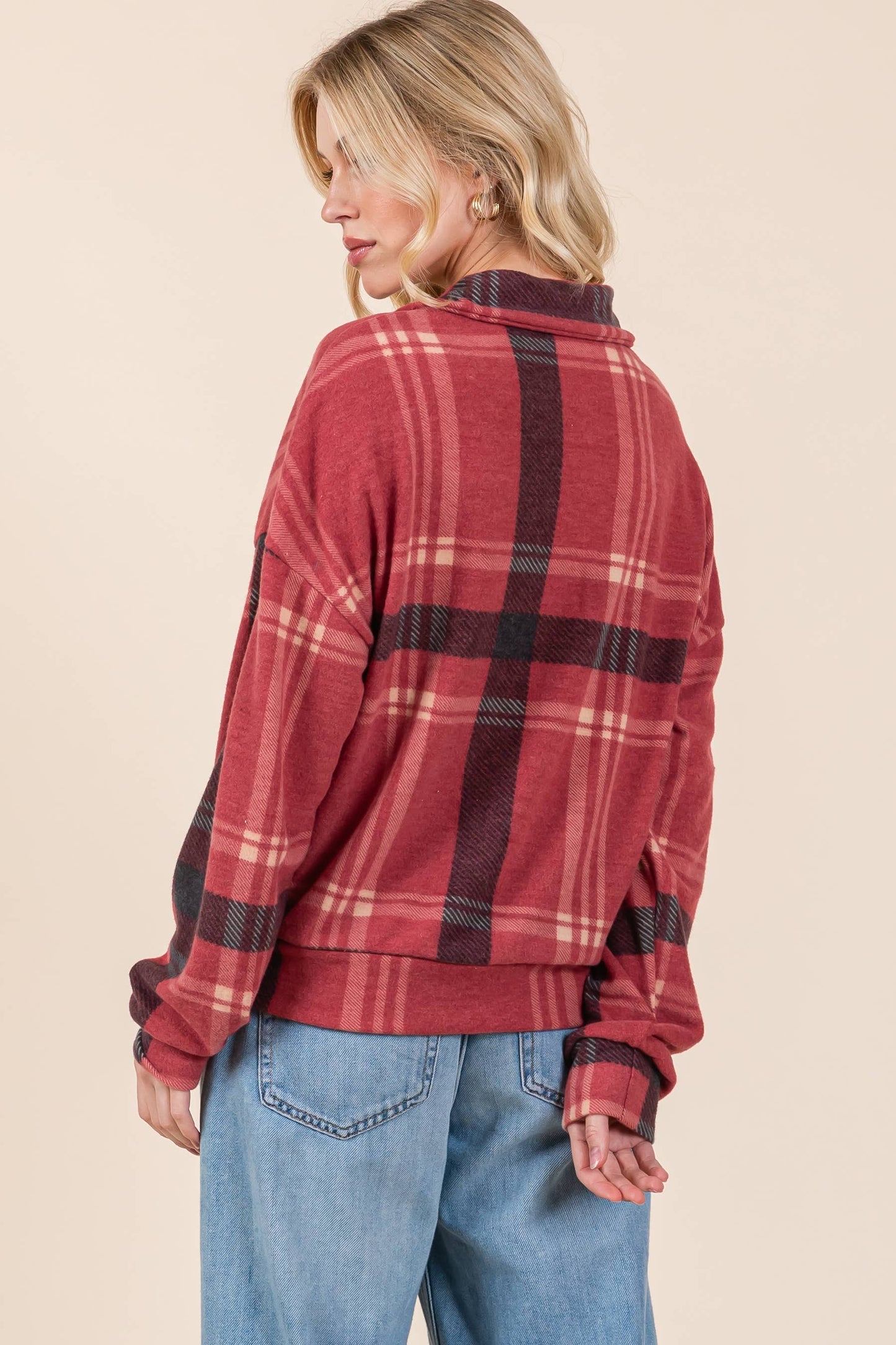 Plaid V-Neck Top