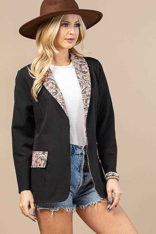 Tory Western Tooled Leather Print Blazer