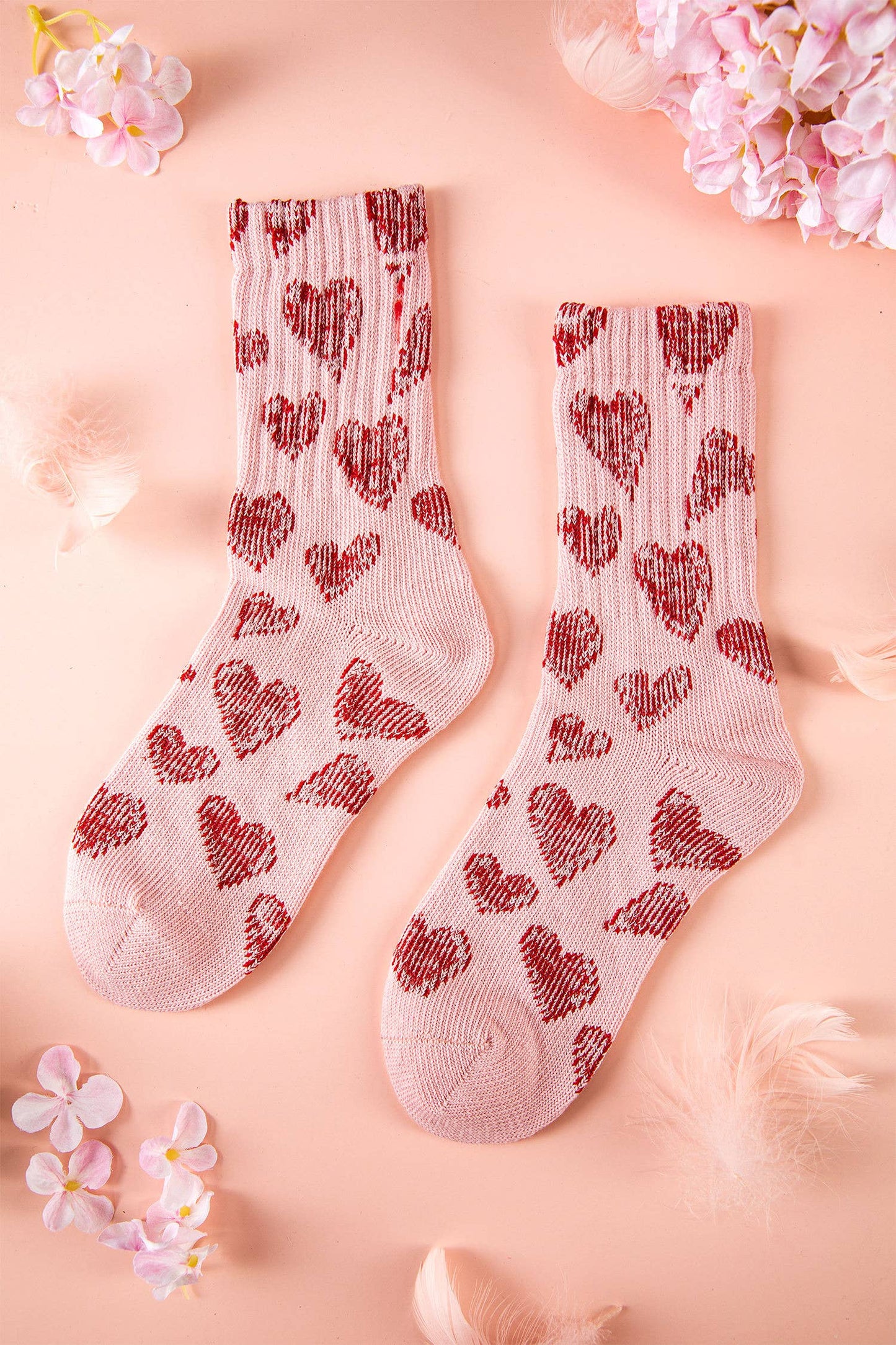 Vintage Heart Pattern Combed Cotton Socks - Threads Boutique