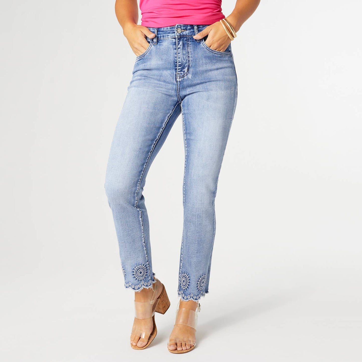 EverStretch Ankle Jean with Burst Embroidery