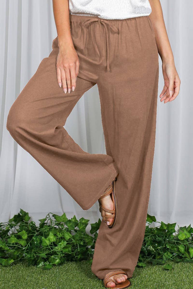 Mid-Rise Straight Leg Linen Pants