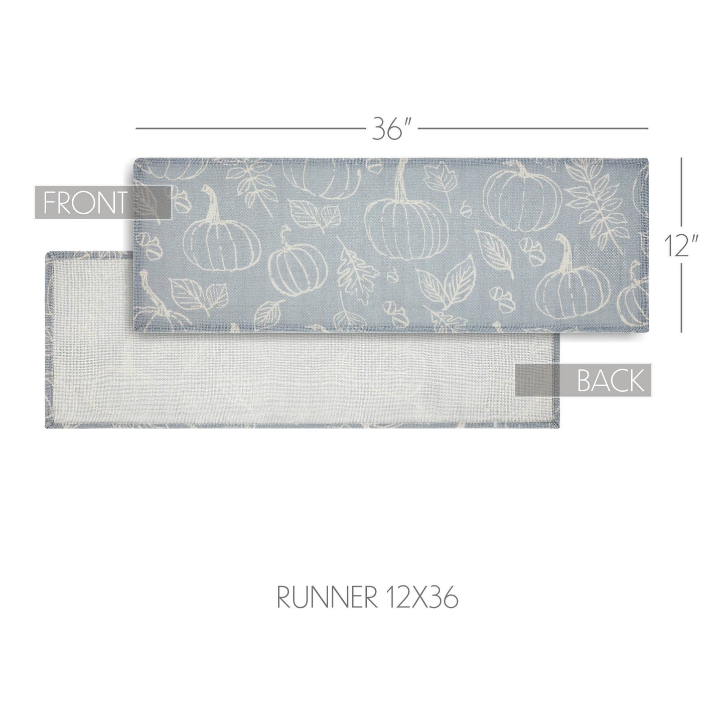 Grey Pumpkin Table Runner Fall Farmhouse Decor 12x36