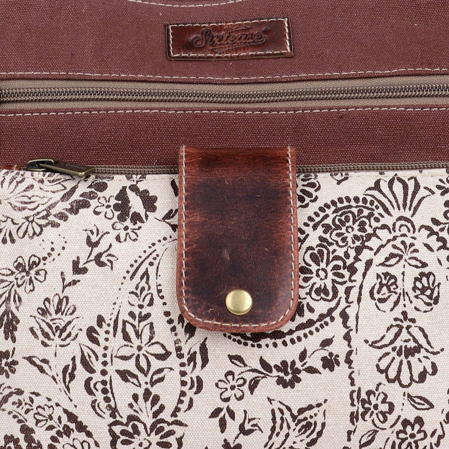 Canvas & Leather Crossbody Bag - Linen/Cordovan