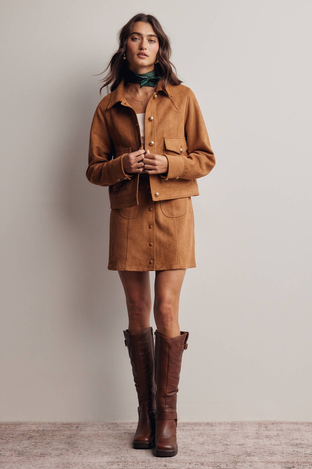 Maggie Suede Button Front Skirt