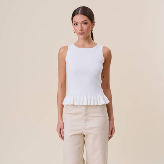 Ruffle rib-knit top