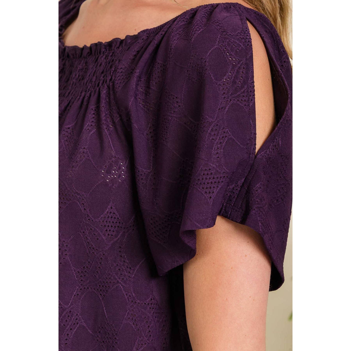 Grace Eyelet Cold Shoulder Top